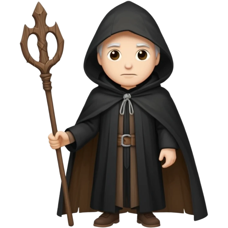 A wandering philosopher in a long black cloak with a staff emoji