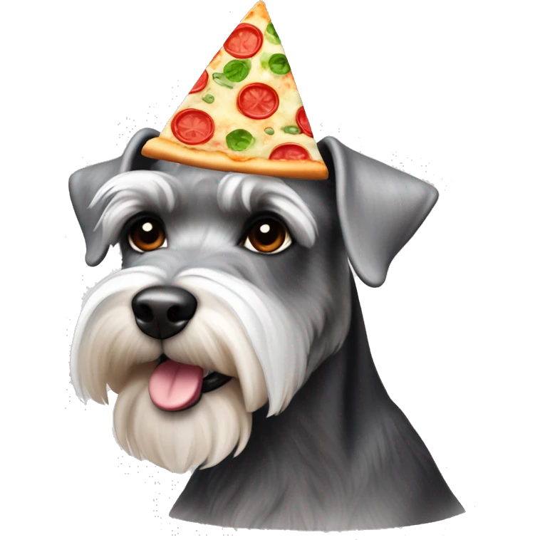 Schnauzer silver with a pizza hat emoji