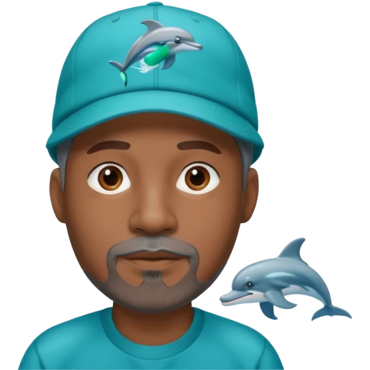 Black man with gray goatee wearing a Dolphins cap emoji