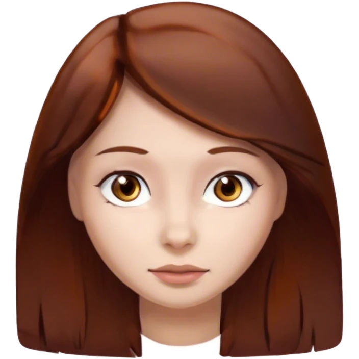 The girl emoji with dark auburn hair, brown eyes and pretty emoji
