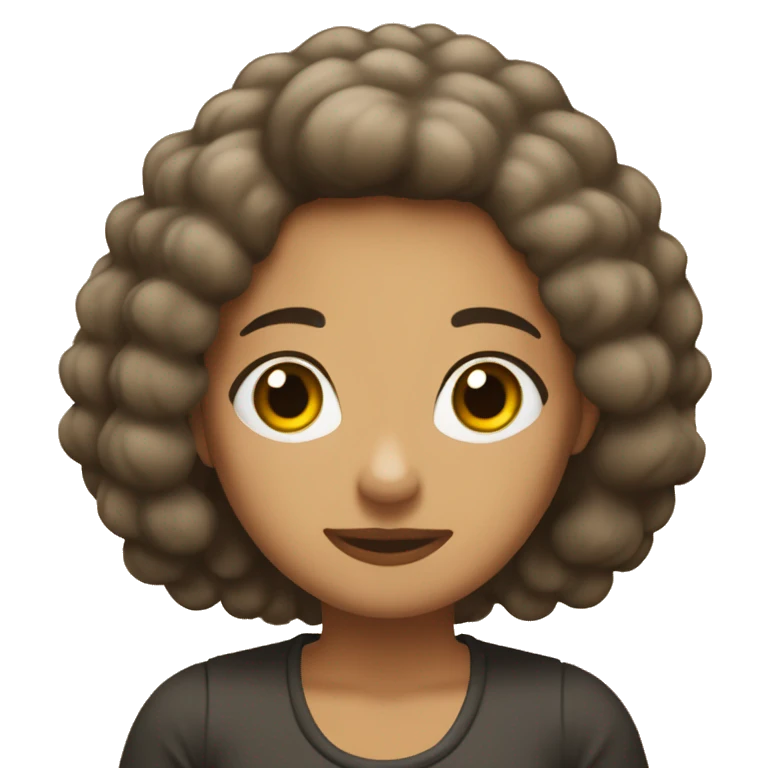 Chica blanca, pelo castaño oscuro y rulo  emoji
