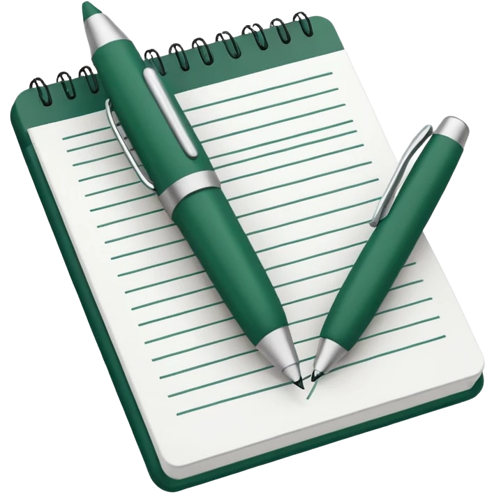 white paper with dark green and white pen, modern minimalism emoji