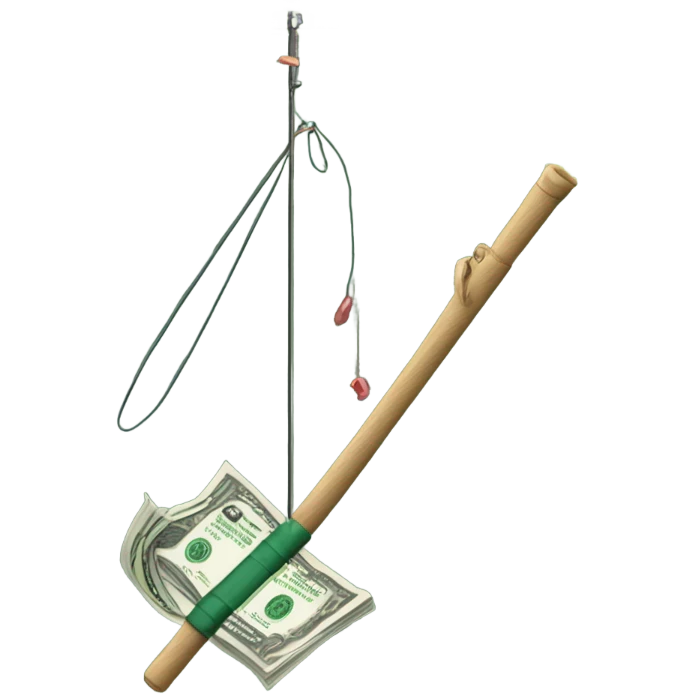Fishing pole catching cash emoji