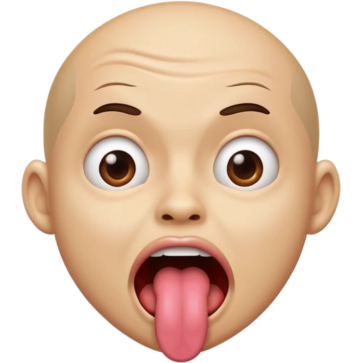 A shaking head emoji with tounge out looking crazy emoji