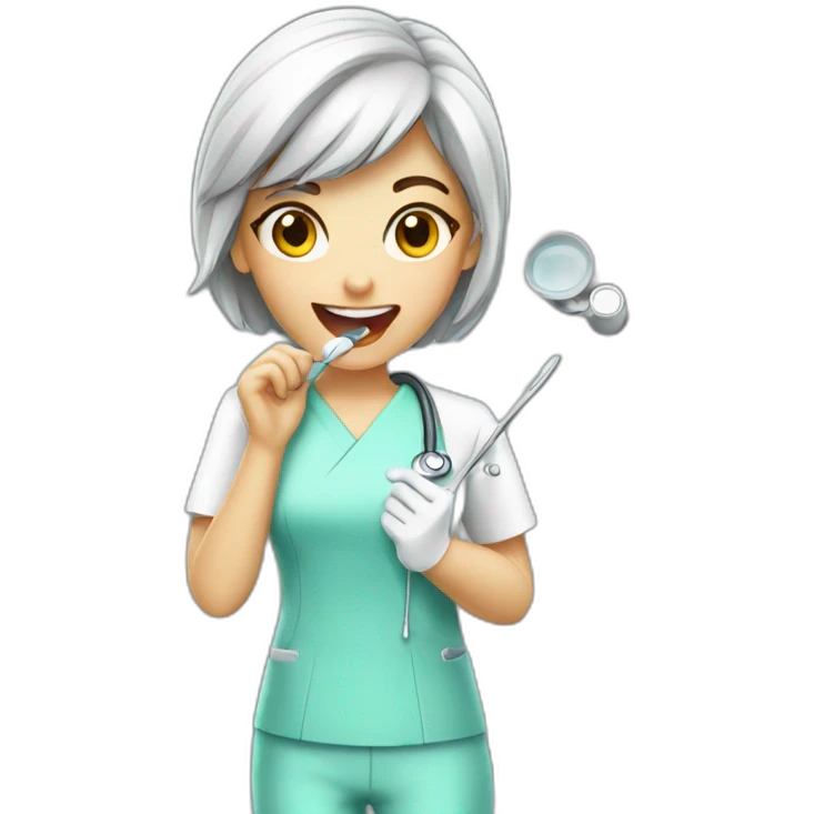 dentist girl showing tonge emoji