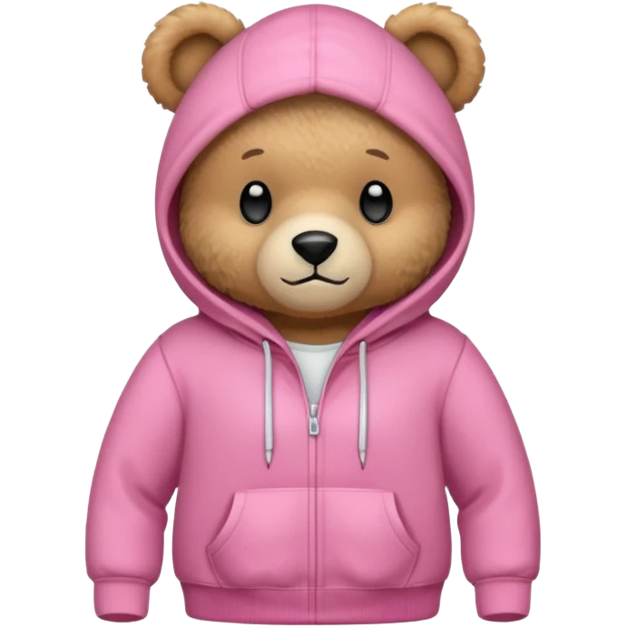 A teddy bear wearing a pink hoodie emoji