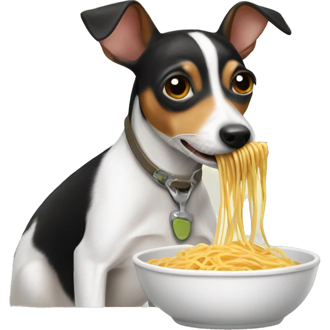 Rat terrier eating spaghetti emoji