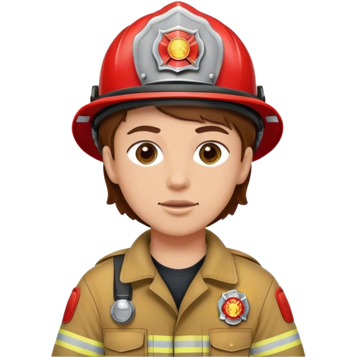 Fire fighter with brown hair emoji