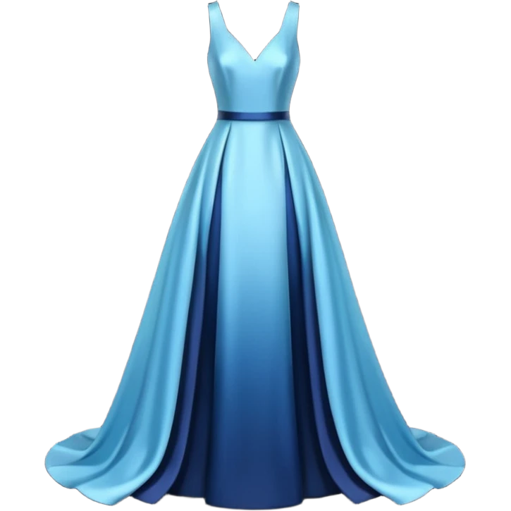 realistic isolated long slim pastel blue formal party satin dress with gradient shiny sparkling dark blue emoji