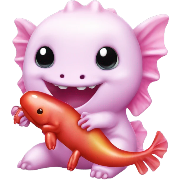axolotl eating gummy bear emoji