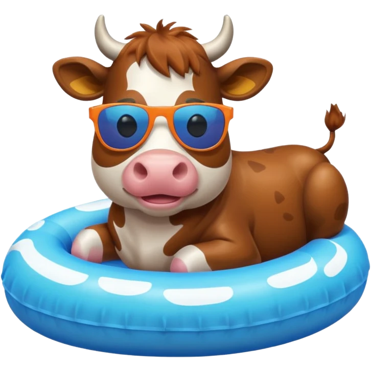 A cow with sunglasses and a pool floatie  emoji