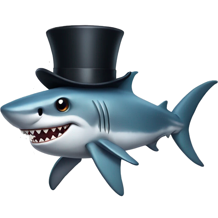 Shark with a top hat emoji