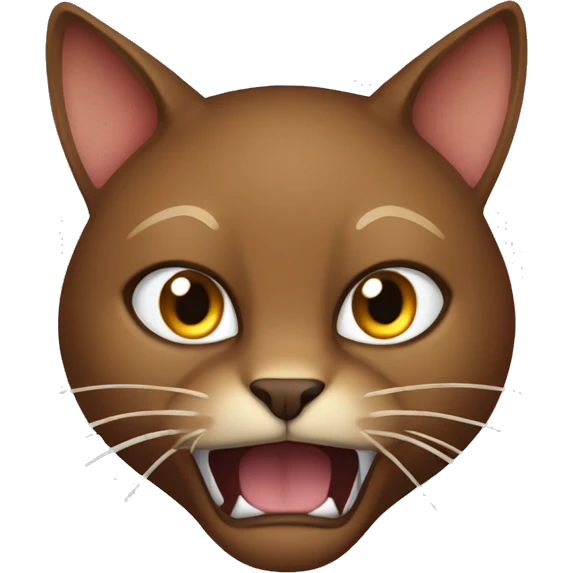 Brown cat with long claws and mean face emoji