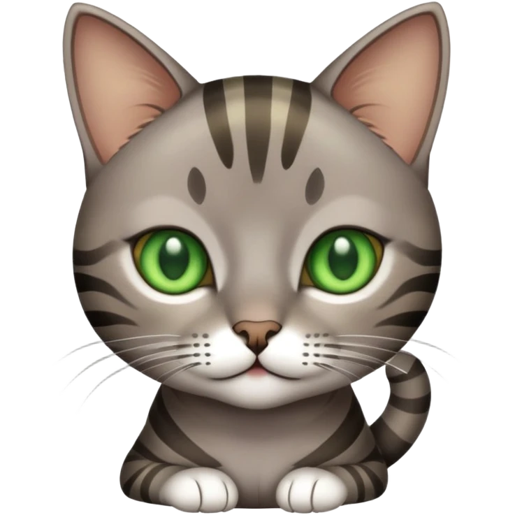 gray brown stripe cat with green eyes emoji