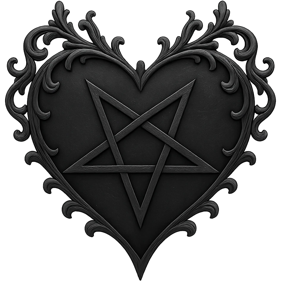 gothic heart with a pentagram, remove background emoji