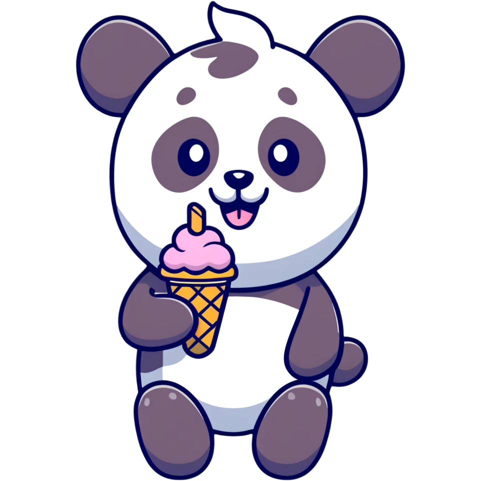 Panda eating ice cream emoji