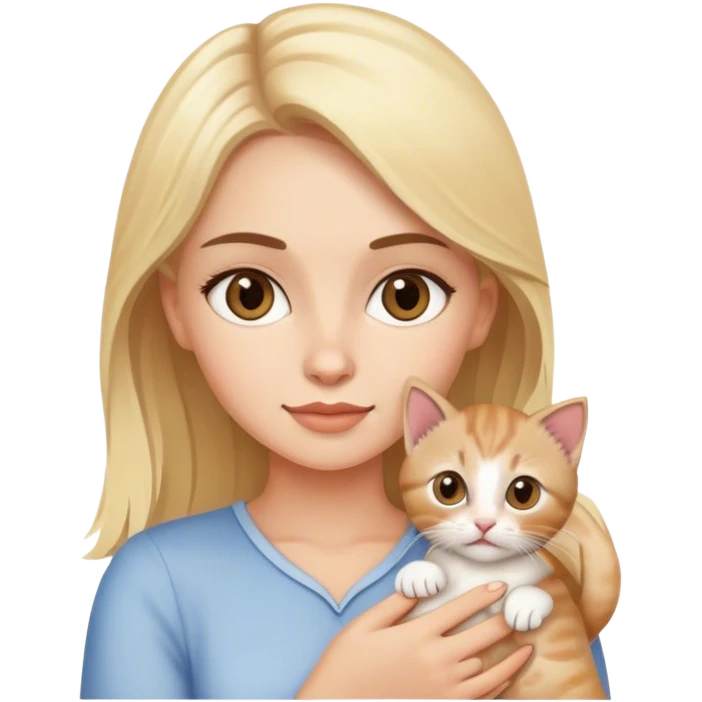 loira olhos castanhos com um gatinho no colo emoji