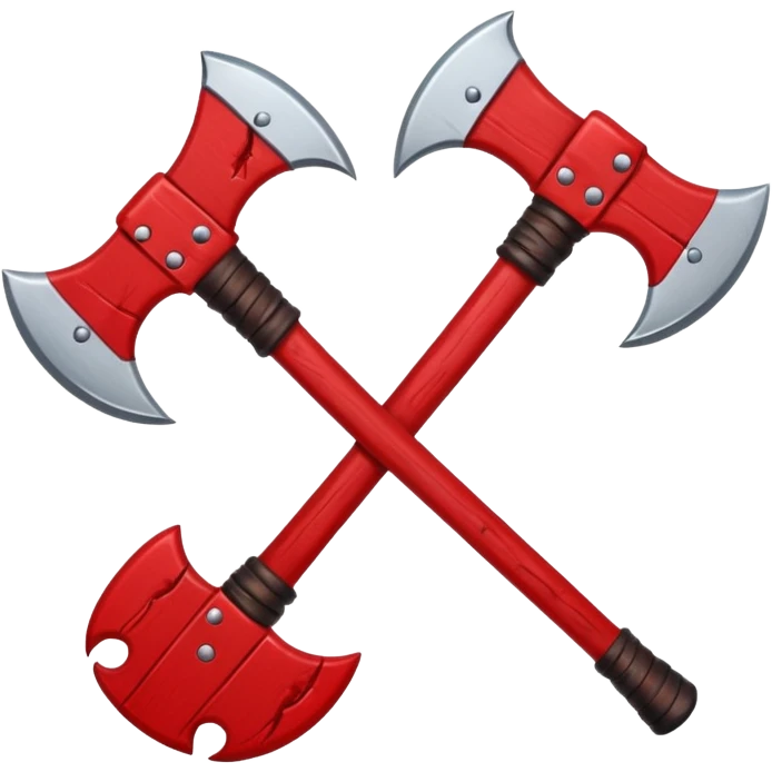 Crossed axes with blood, small cartoon emoji, no background emoji