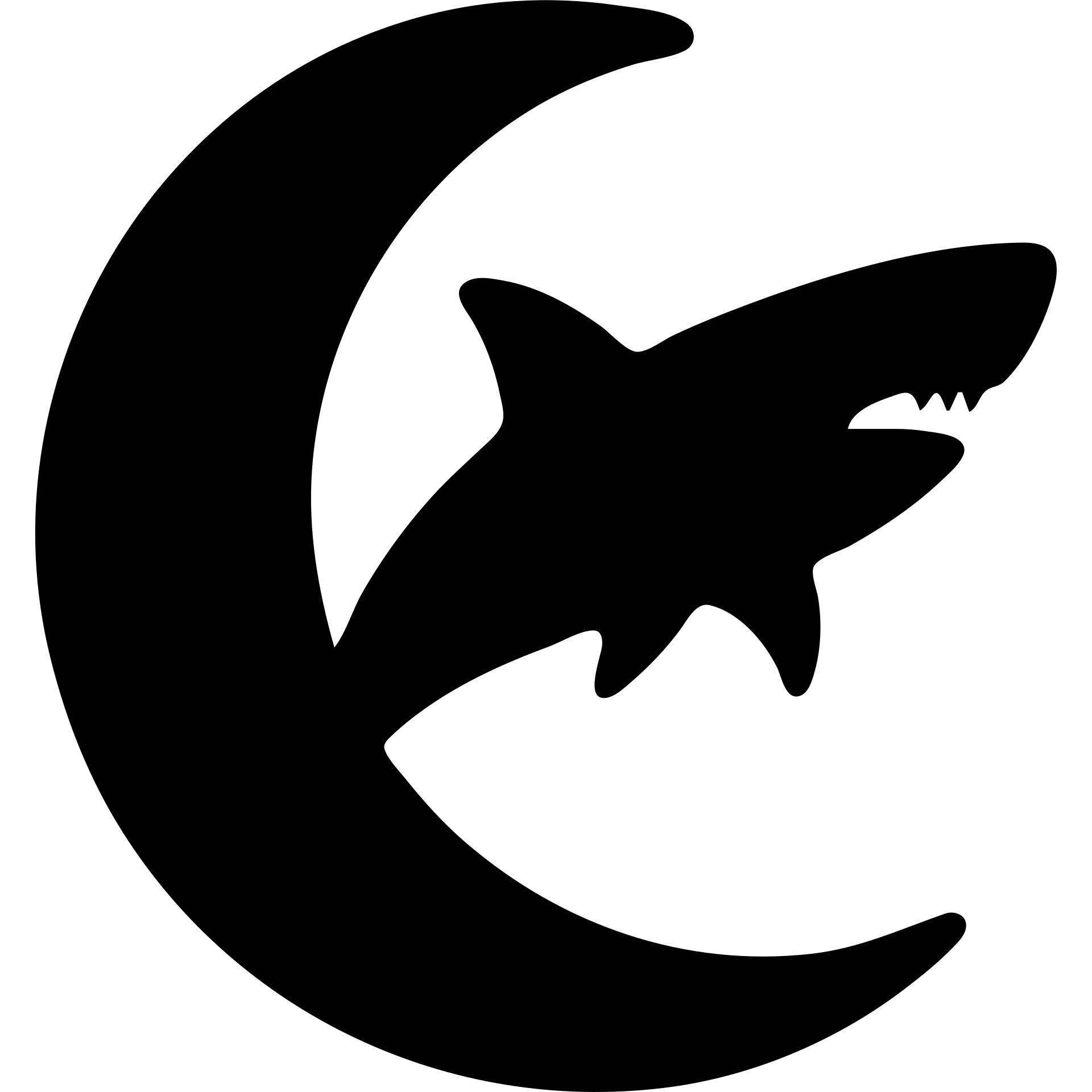 moon with a shark solid filled icon emoji
