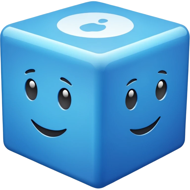 computer screen showing a 3D cube emoji