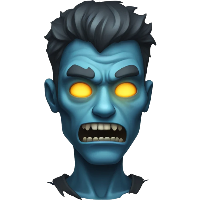 Dark black gray silver zombie blue flames blue glow emoji