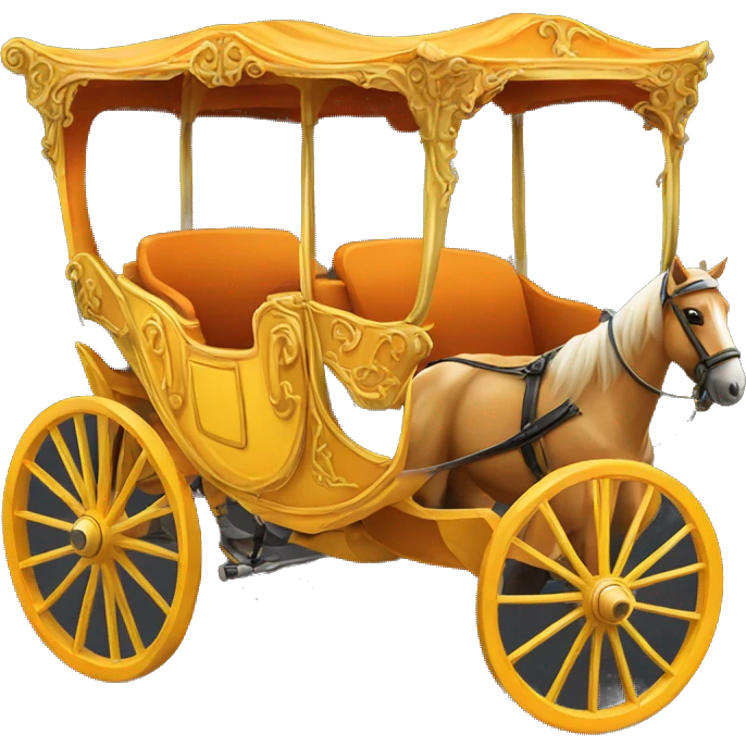horse carriage in yellow-orange color emoji
