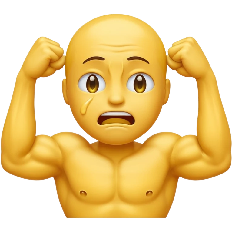 Classic yellow crying emoji flexing muscles emoji