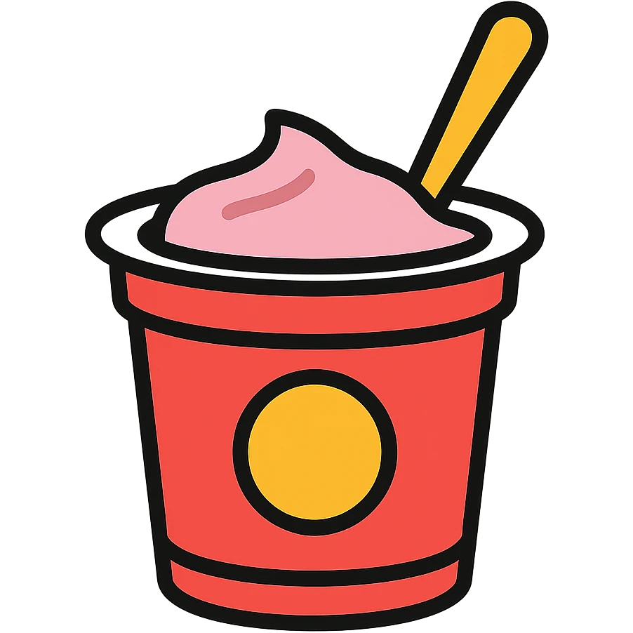 yogurt in a cup with a spoon, simple and clear, minimalistic, clean lines emoji