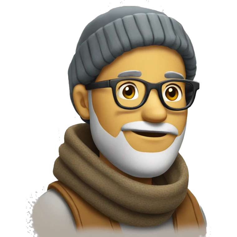 bearded guy with scarf in the head and glasses emoji