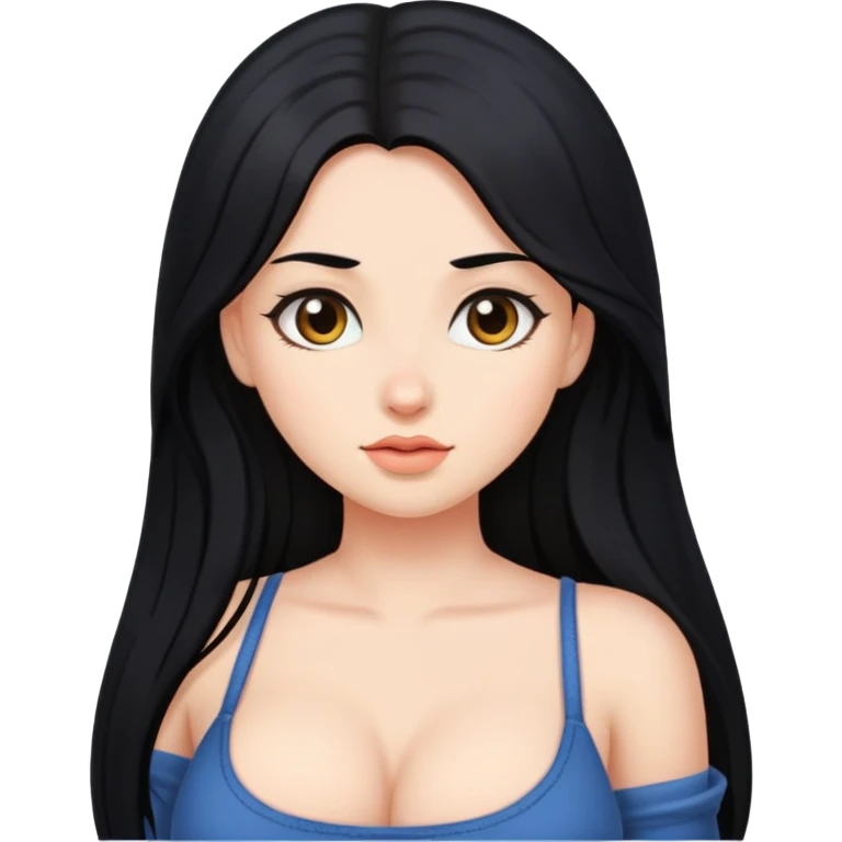 Girl without clothes with black hair with Big breasts sex emoji