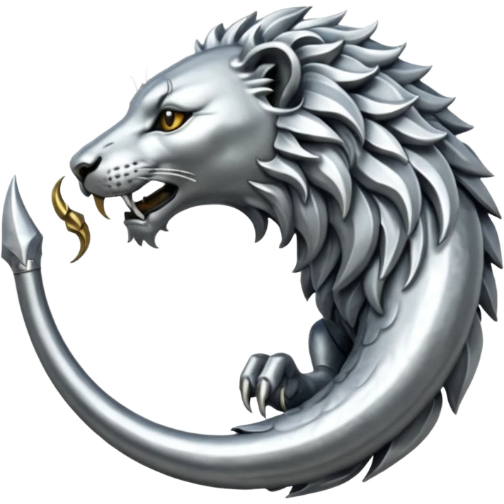 Silver Elder Scrolls Online Lion eating its tail Ouroboro emoji