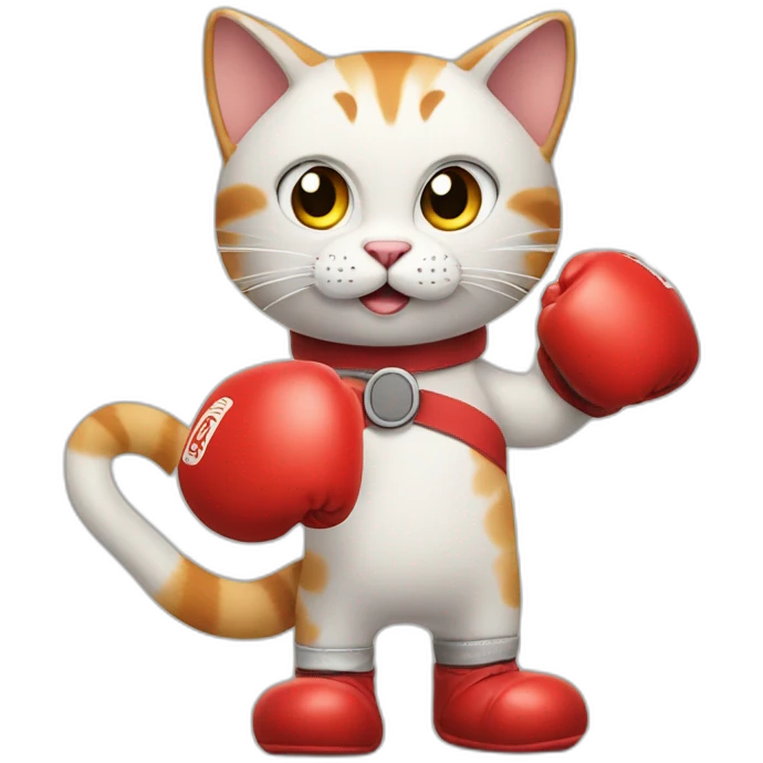 the cat in boxing gloves raised one paw emoji