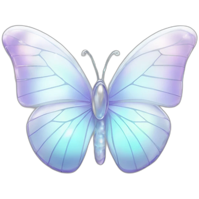 Pastel white iridescent glass crystal butterfly emoji