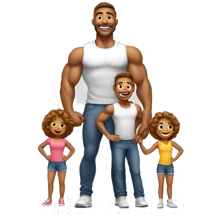 happy muscular family emoji