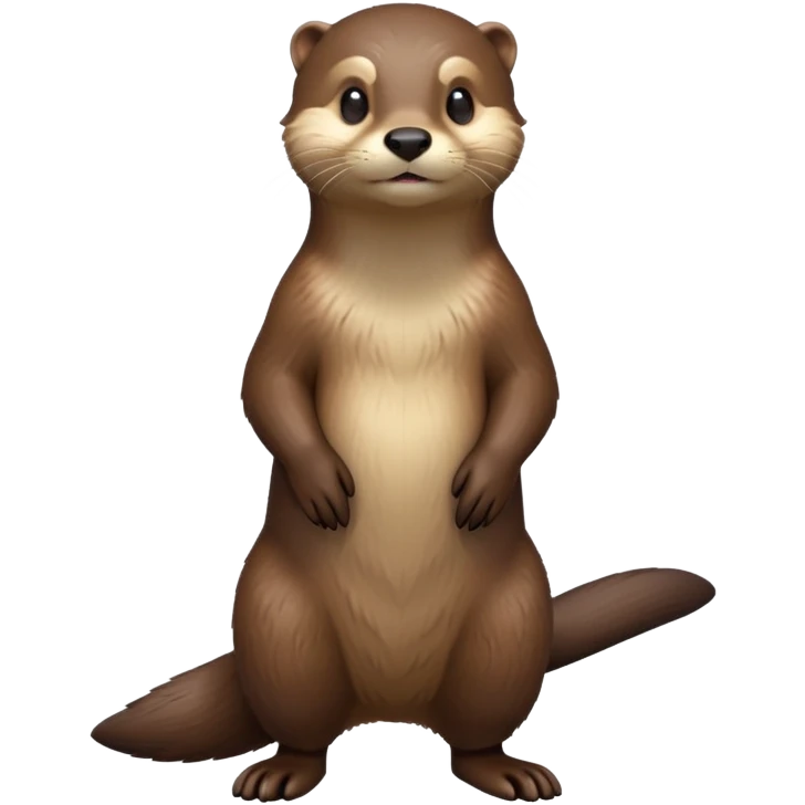 cinematic-noble [otter]-realistic-full-body-standing-emoji,-tail-tucked-close,-head-tilted-dramatically,-sleek-[brown]-fur,-simplified-yet-realistic-focused-features,-highly-detailed,-glowing-with-an-almost-sarcastic-glow  emoji