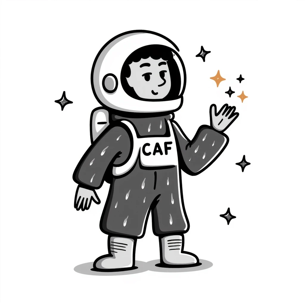 A spacesuit-wearing cactus blooming neon stars instead of flowers, with mini planets on its prickles emoji