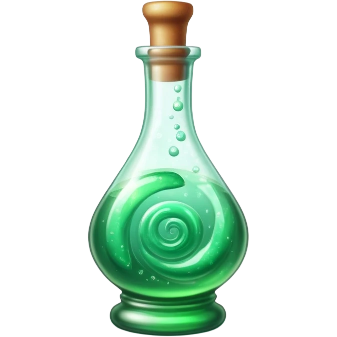 magical glowing potion in a glass bottle with bubbles emoji