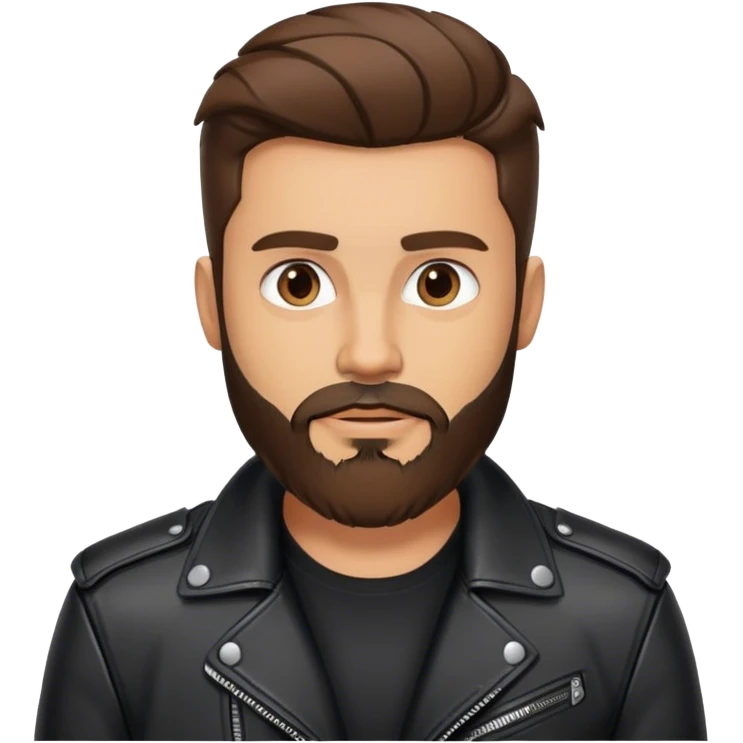 Brunette man with a beard wearing a leather jacket  emoji