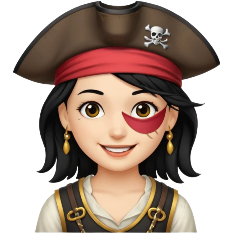 pirate girl with black hair band  emoji