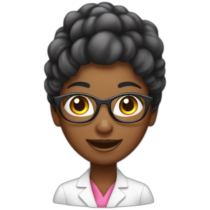 Nutricionista mulher negra, cabelos cacheados chamando atenção da cliente emoji