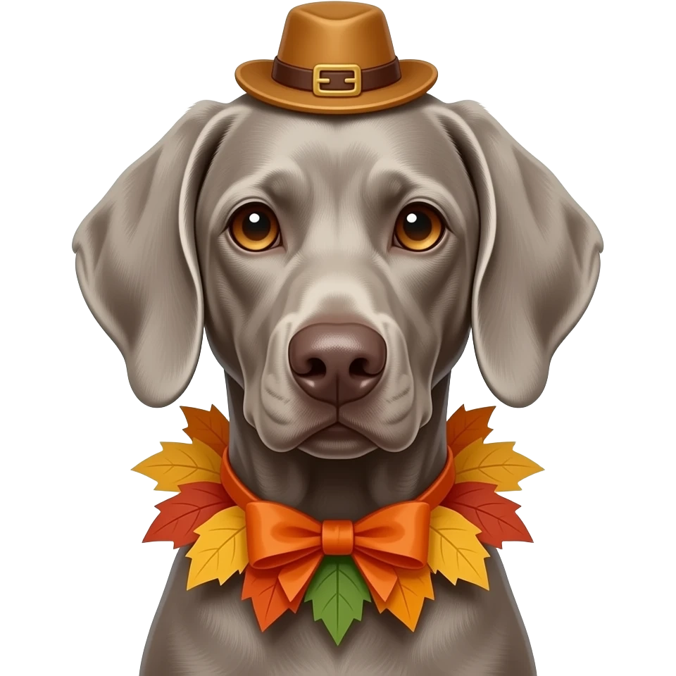Gray Weimeraner dressed for Thanksgiving emoji