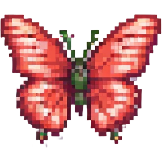 red butterfly pixel art style emoji