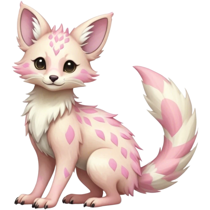 Epic Feral Rare Fantasy shiny pastel Vernid-Trico-species by LiLaiRa, random markings, tufted tail, tufted ears, full body emoji