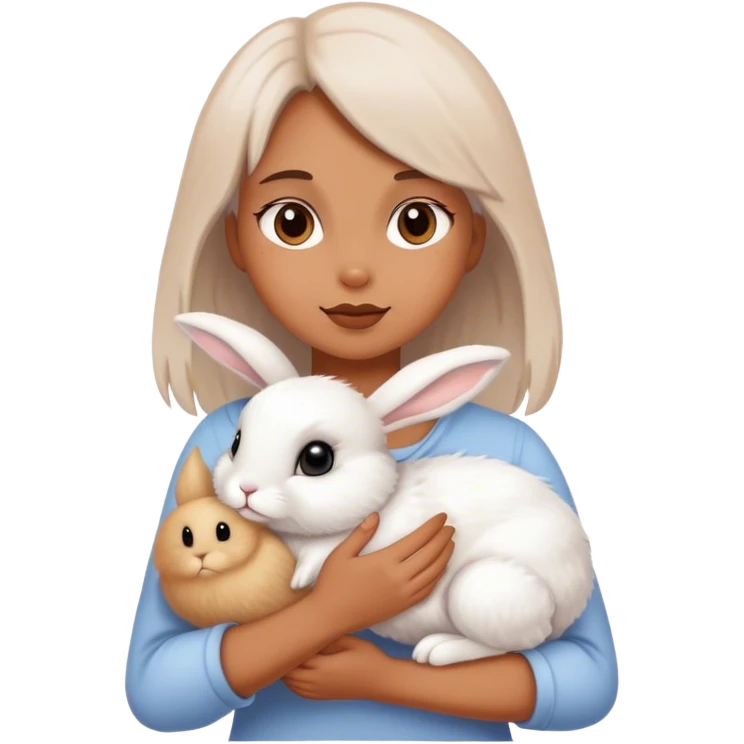 girl holding a rabbit emoji
