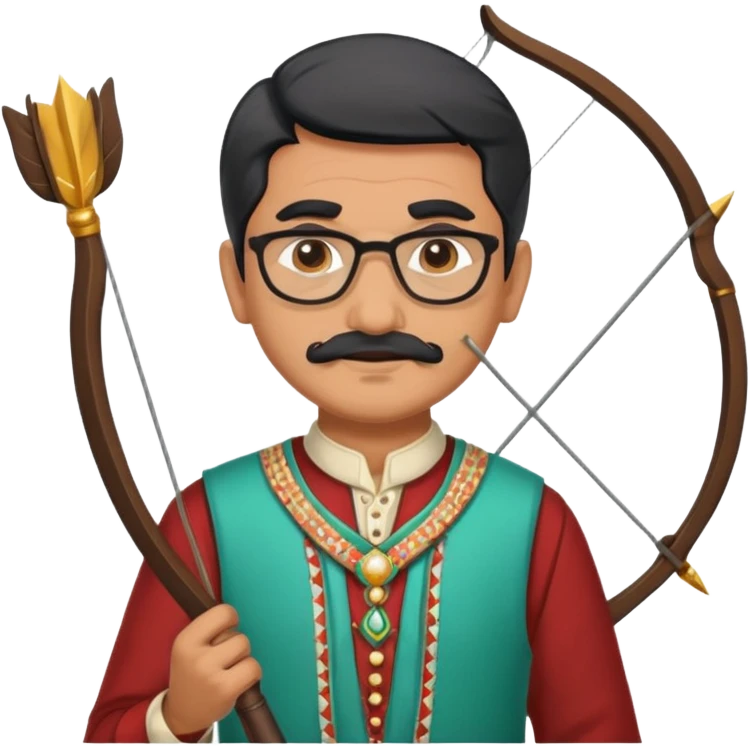old indian male teacher in traditional attire archer emoji