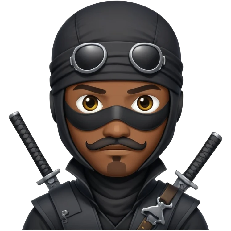 african-american ninja mercenary android with mustache and eye-patch emoji