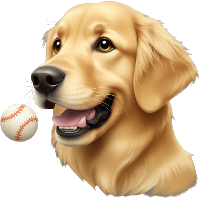 Golden retriever with ball in the mouth emoji