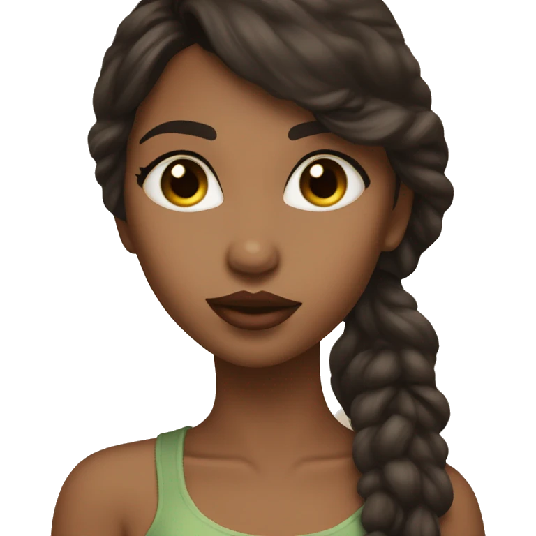 Dark brown hair and brown girl with olive skin juicy lips kiss emoji