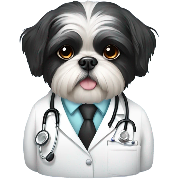 Black Shih tzu as doctor emoji