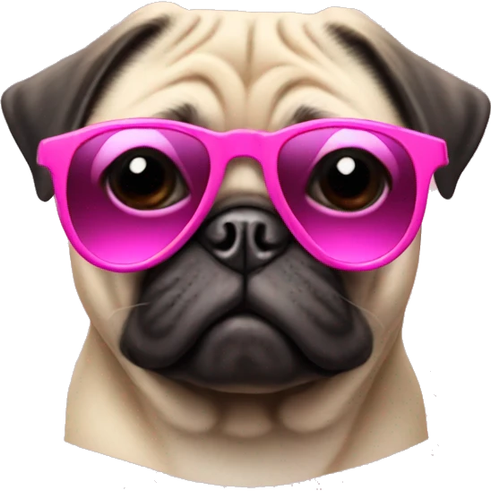 pug wearing pink sunglasses emoji